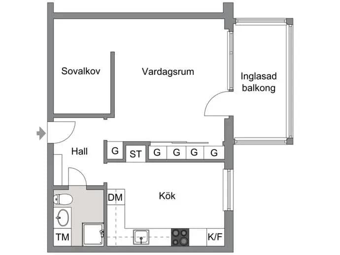 Floor plan for Kvarnbergsgatan 46B