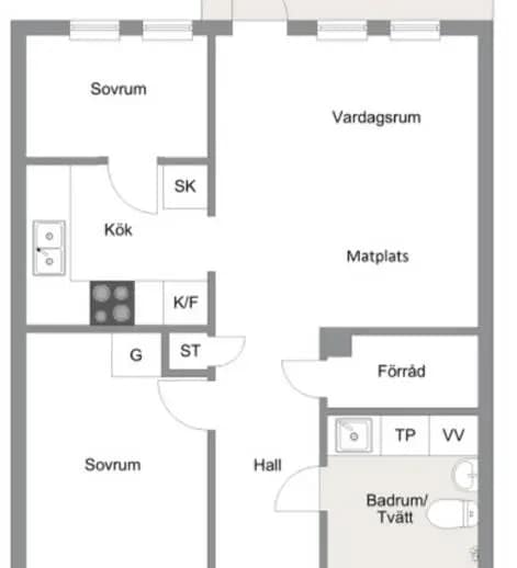 Floor plan for Vibble Tvinnaregatan 86