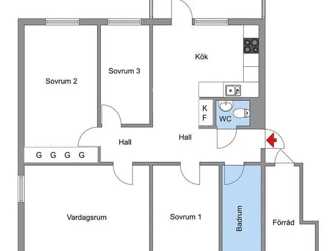 Floor plan for Tomtbergavägen 84, 1tr