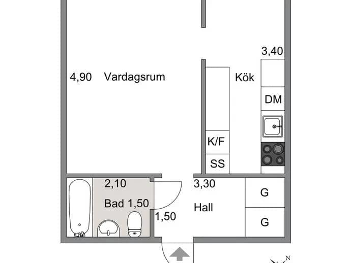 Planritning för Hertig Carls väg 25B