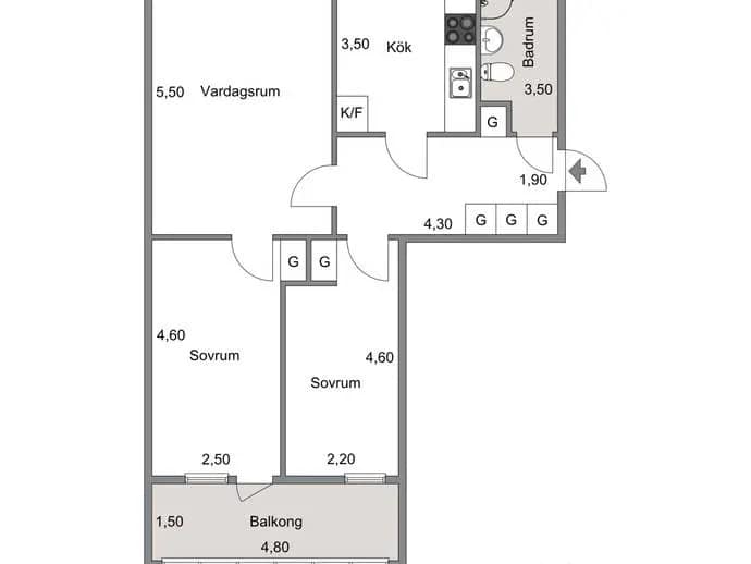 Planritning för Kommendantsvägen 4