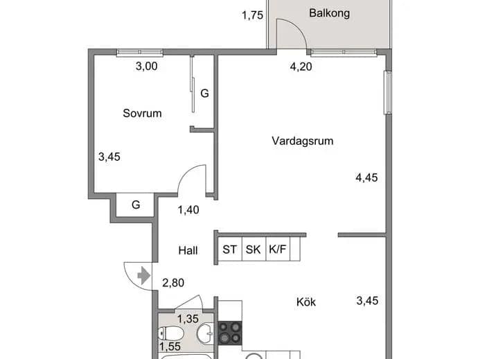 Floor plan for Tingstugatan 39A