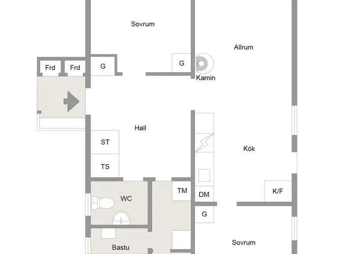 Planritning för Västra Hamrebacken 7E