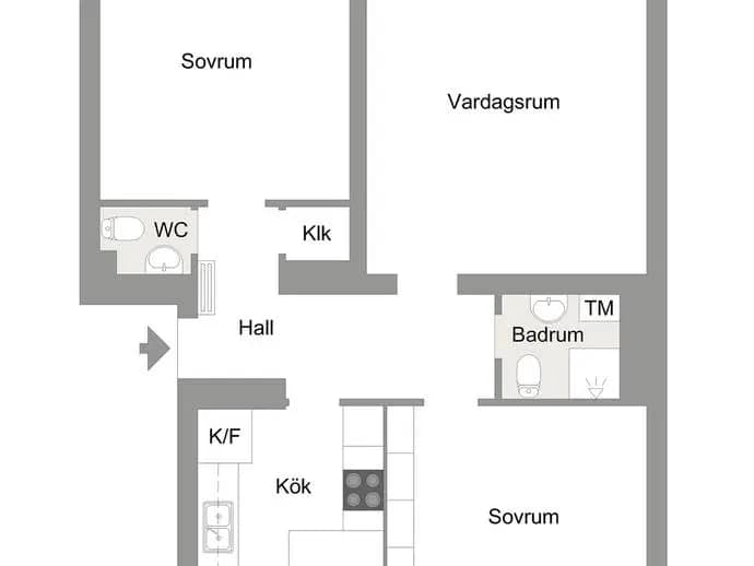 Floor plan for Mattsbogatan 13A