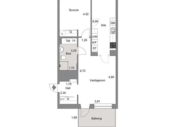 Planritning för Fyrklövergatan 9, LGH-1202