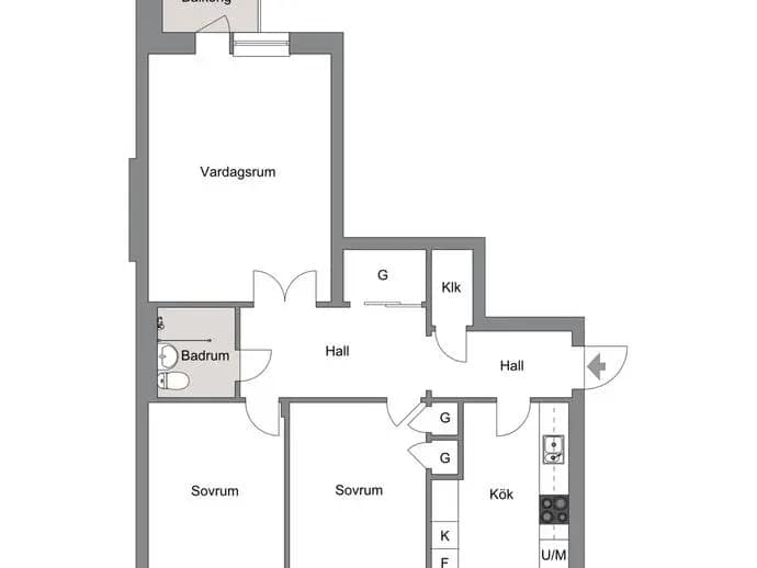 Floor plan for Oscar Stjernegatan 5B