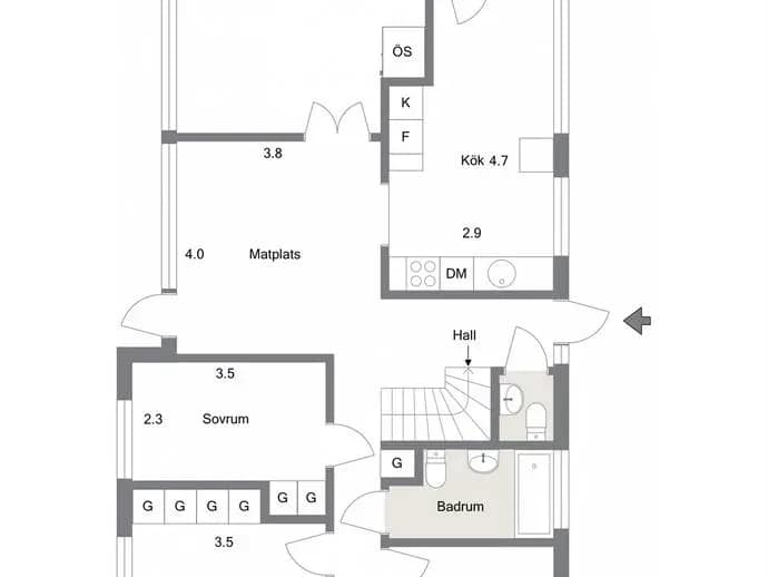 Floor plan for Gärdesgatan 1