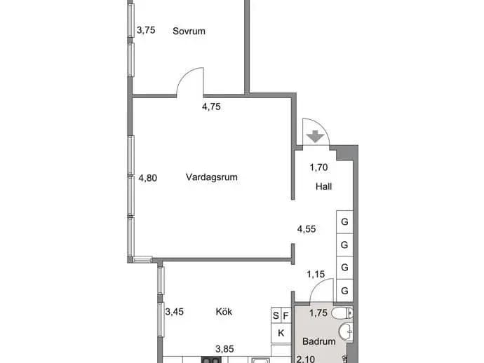 Floor plan for Östra storgatan 6