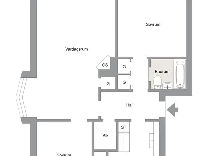 Floor plan for Kaptensgatan 21B