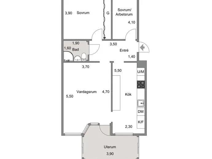 Floor plan for Finlandsgatan 6B