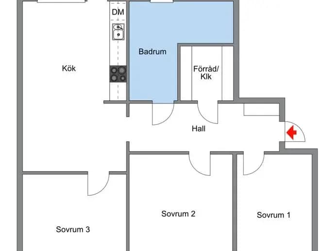 Planritning för Tre källors väg 17