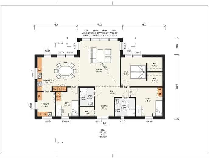 Floor plan for Lappbäcken - Städjeviksberget, nyckelfärdig ”Villa Vittjärv”