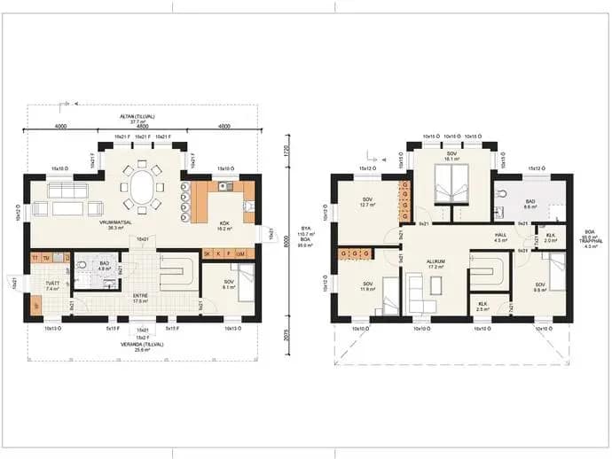 Planritning för Lappbäcken - Städjeviksberget, nyckelfärdig ”Villa Bensbyn”