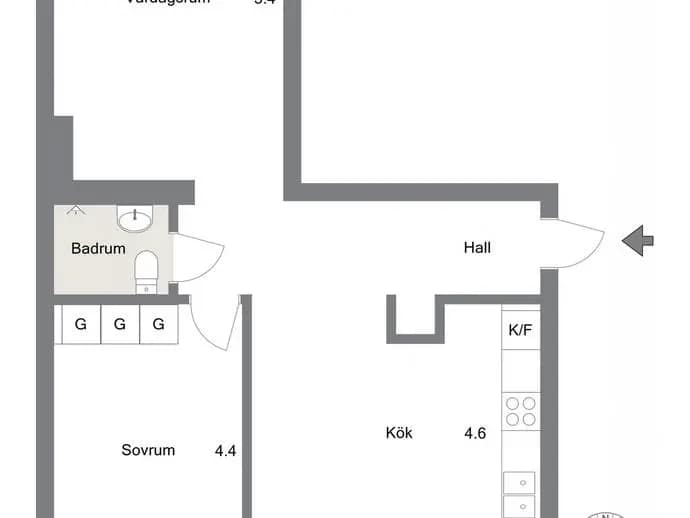 Floor plan for Storgatan 29A