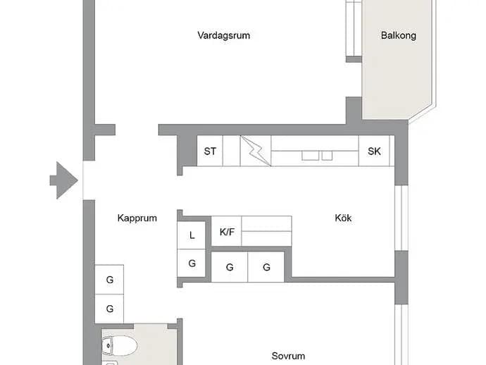 Floor plan for Hyttlidgatan 65B