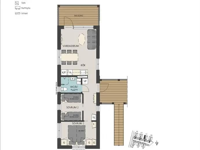 Floor plan for Ski apartments 41B  - Nedre Ängsvägen 41B