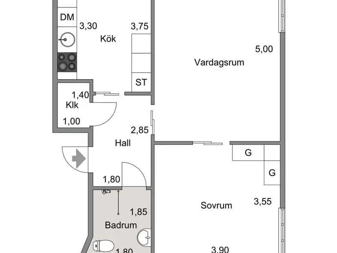 Floor plan for Wallingatan 3