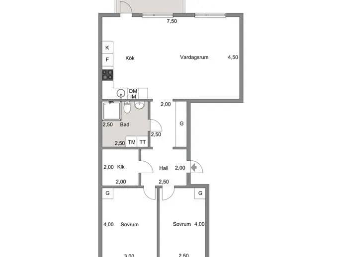 Planritning för Erikshällsgatan 34A