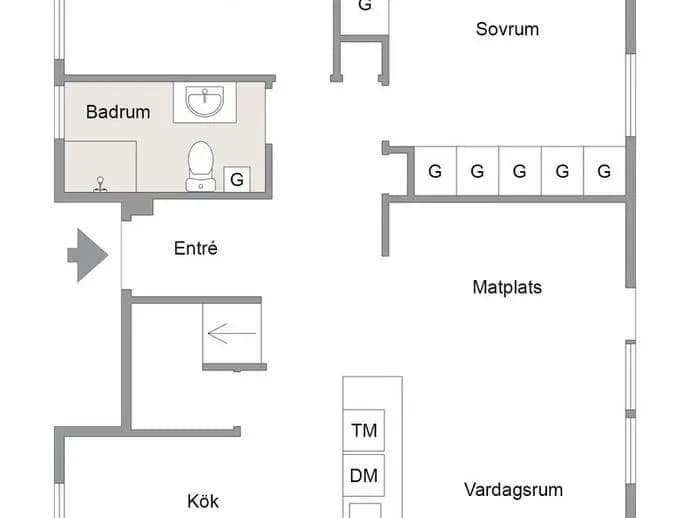 Planritning för Myrbackavändan 84