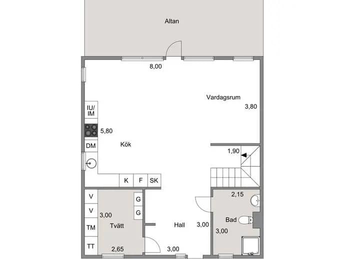Planritning för Pershagsvägen 1E