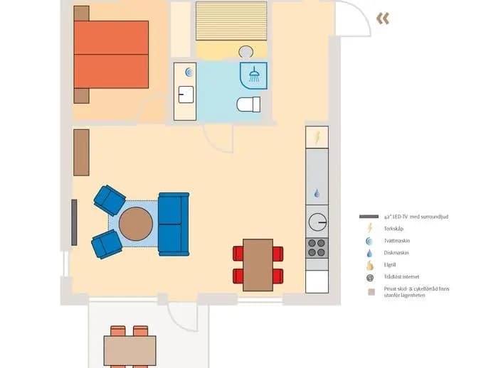 Planritning för Åre Strand 5B3, vecka 15