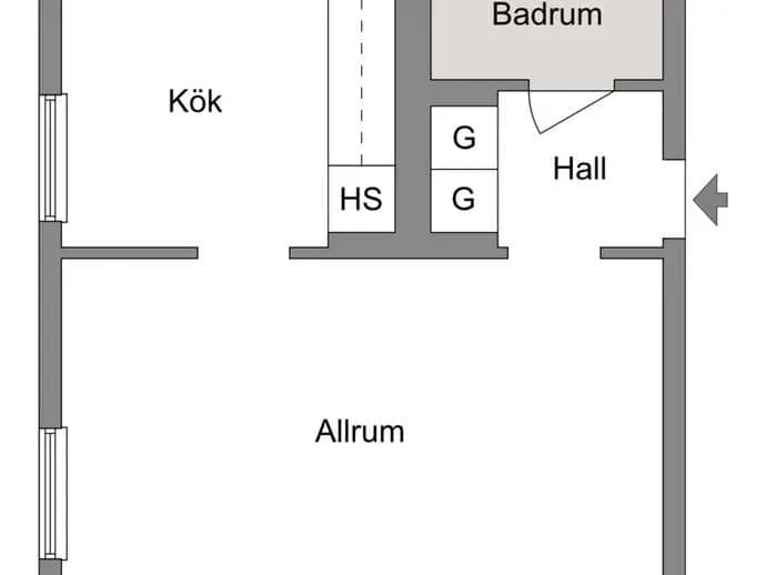Planritning för Vallvägen 1 A, 1tr