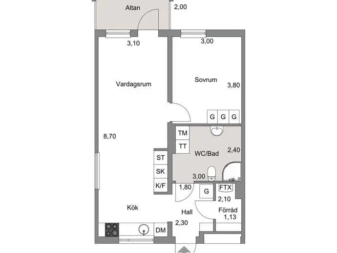 Floor plan for Carin Bååts gata 75A