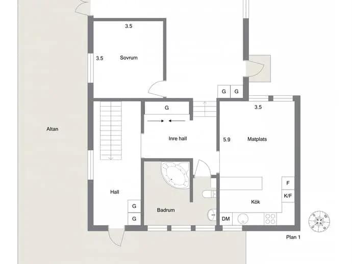 Floor plan for Kaptensvägen 2