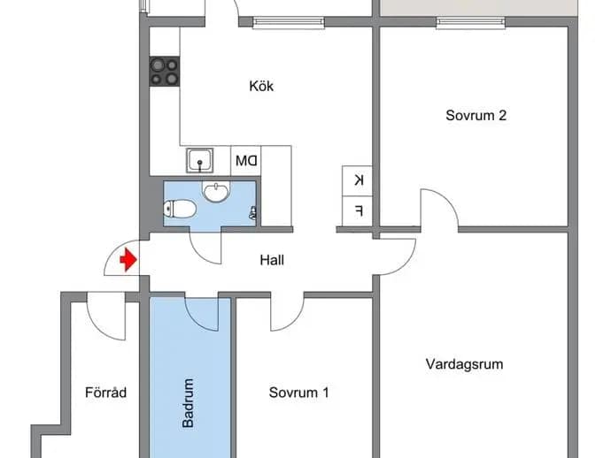 Planritning för Linvägen 3