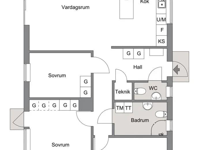 Planritning för Gropgärdesvägen 23
