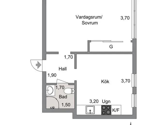 Planritning för Hertig Carls Väg 45B