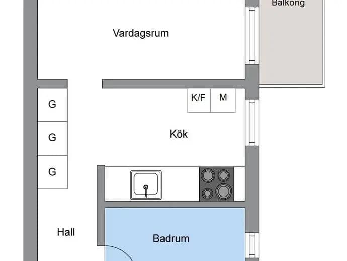 Planritning för Klövervägen 6, 6 tr