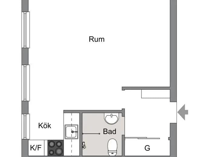 Floor plan for Fortifikationsgatan 11B