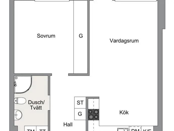 Planritning för Växthusvägen 9, 2tr