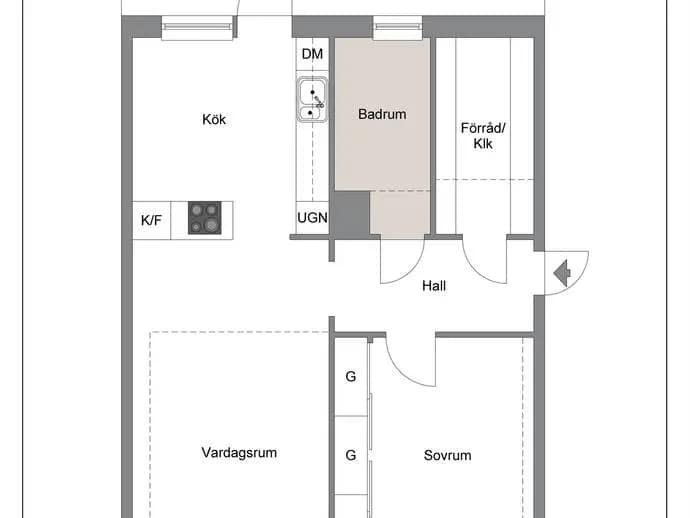 Planritning för Tre Källors väg 7, bv