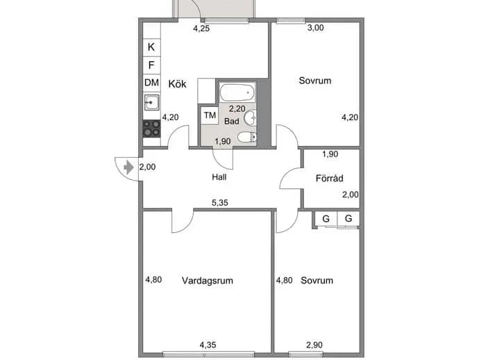 Planritning för Granövägen 34