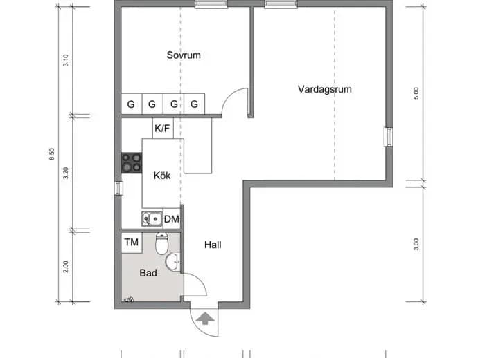 Planritning för Trädgårdsgatan 7