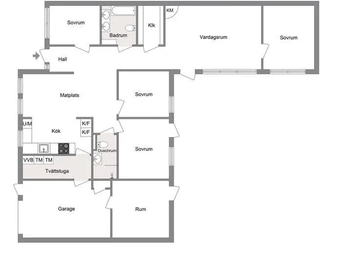 Floor plan for Hagtornsvägen 8