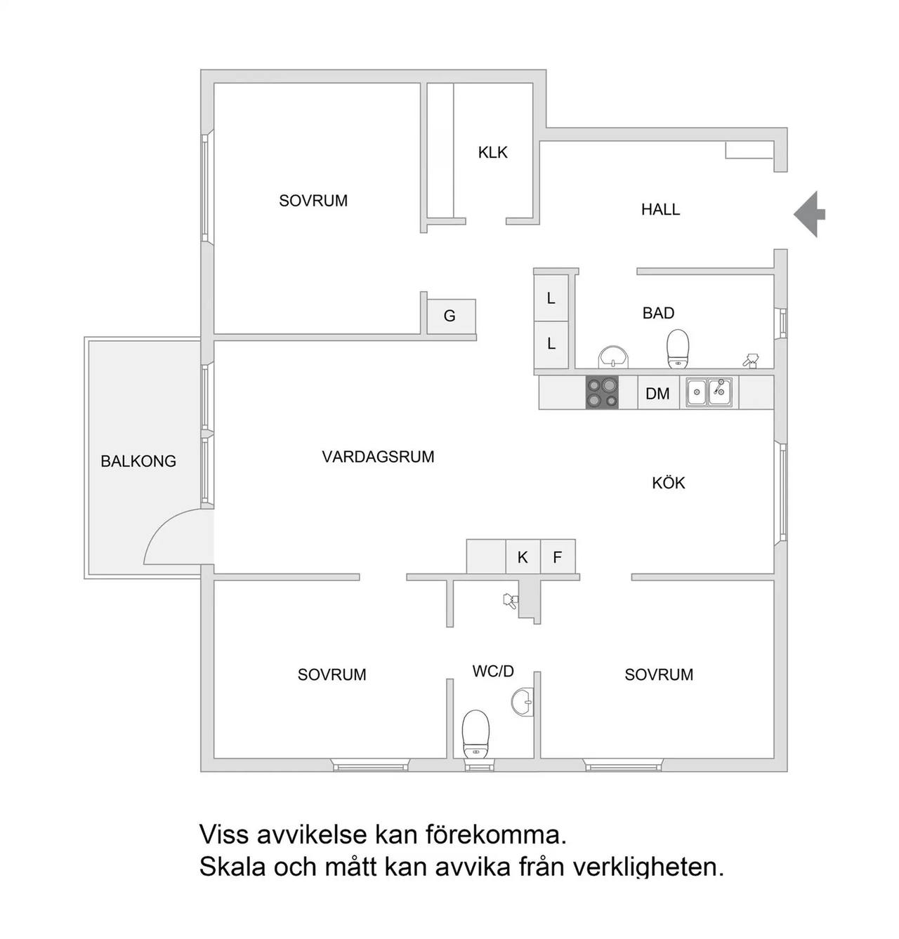 Planritning för Glädjevägen 4B