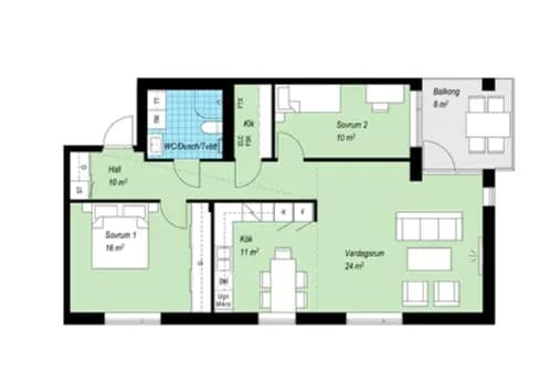 Floor plan for Tellusgatan 45