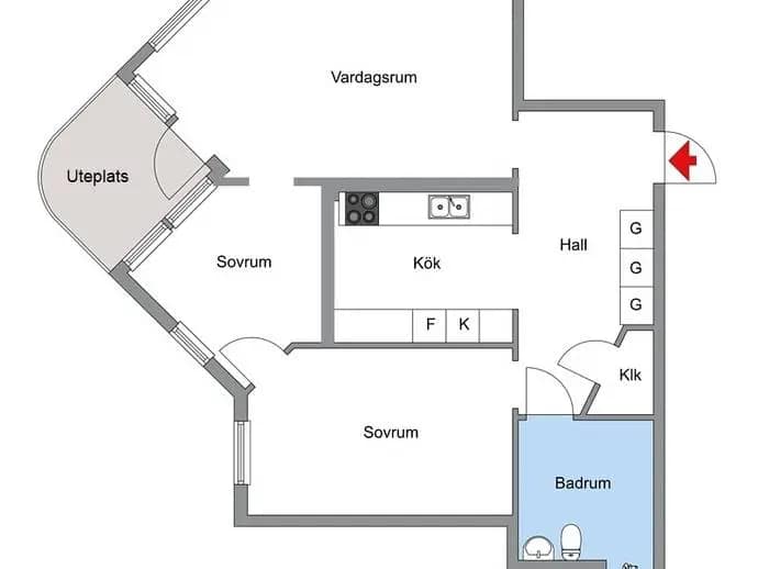 Planritning för Albyvägen 19
