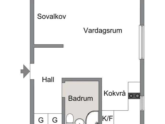 Floor plan for Murargatan 16B