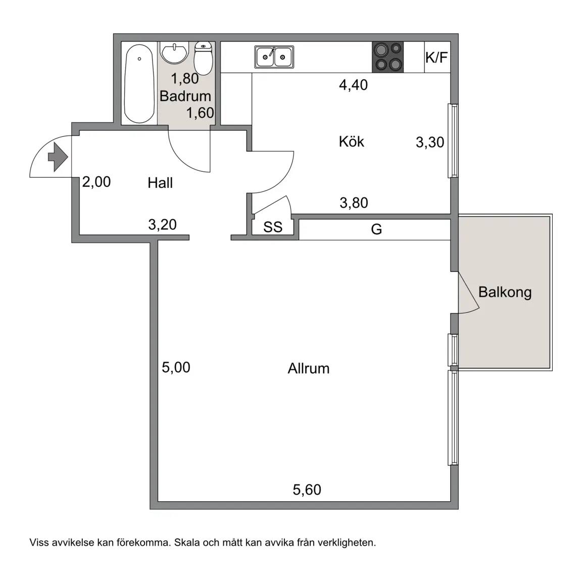 Floor plan for Linnégatan 5A