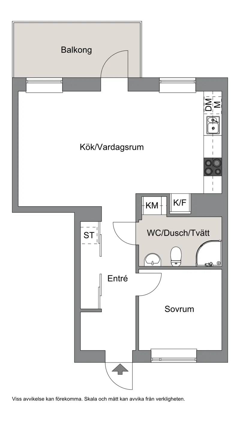 Floor plan for Södra Järnvägsgatan 36C