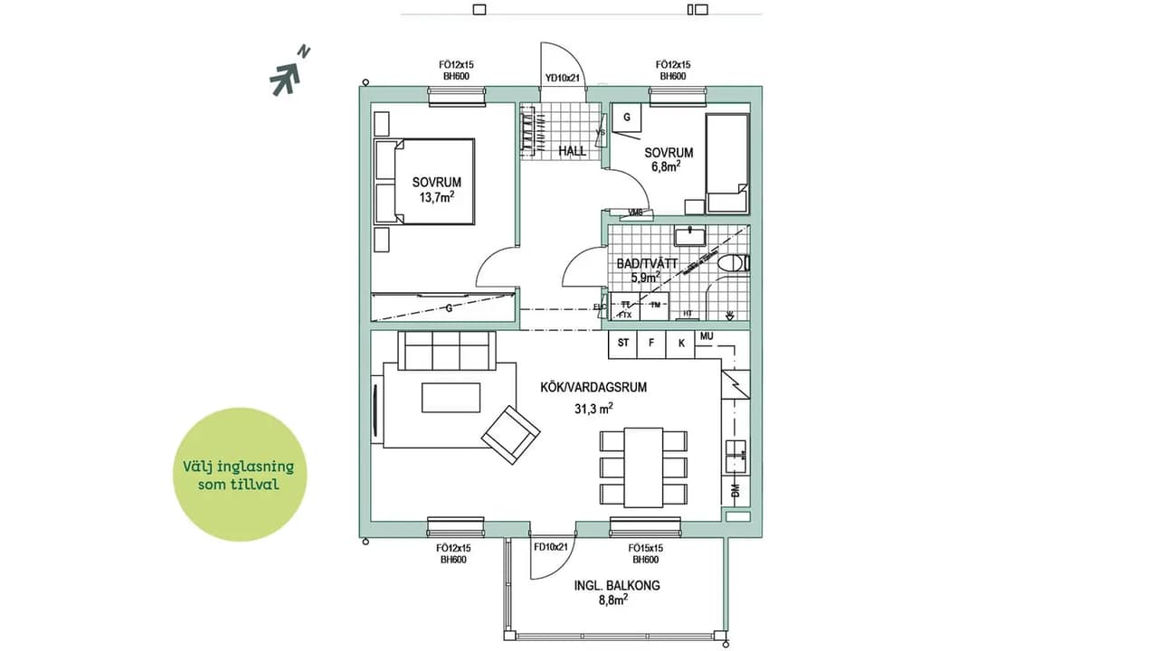Floor plan for Skogvaktaregatan