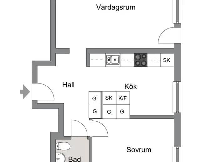 Floor plan for Kyrkogatan 28C