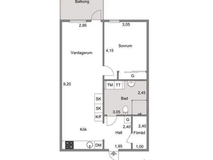 Planritning för Husmansgatan 8B