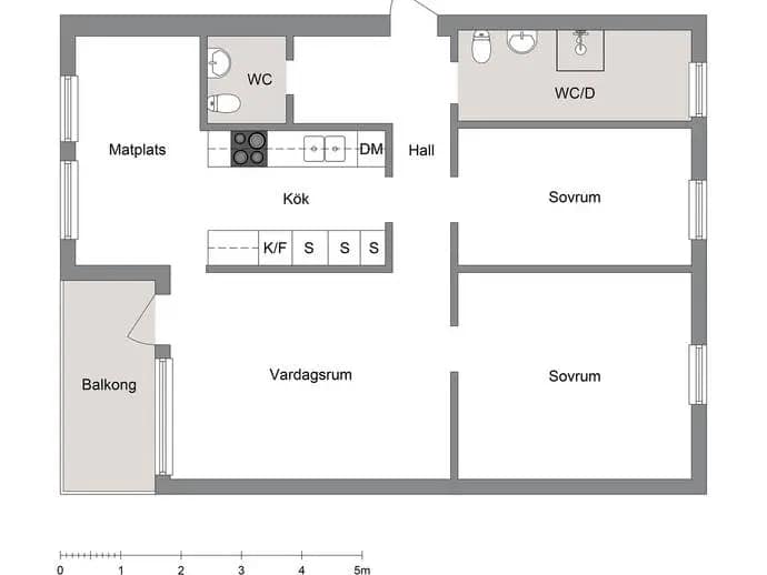 Planritning för Hjortronvägen 75, 1tr