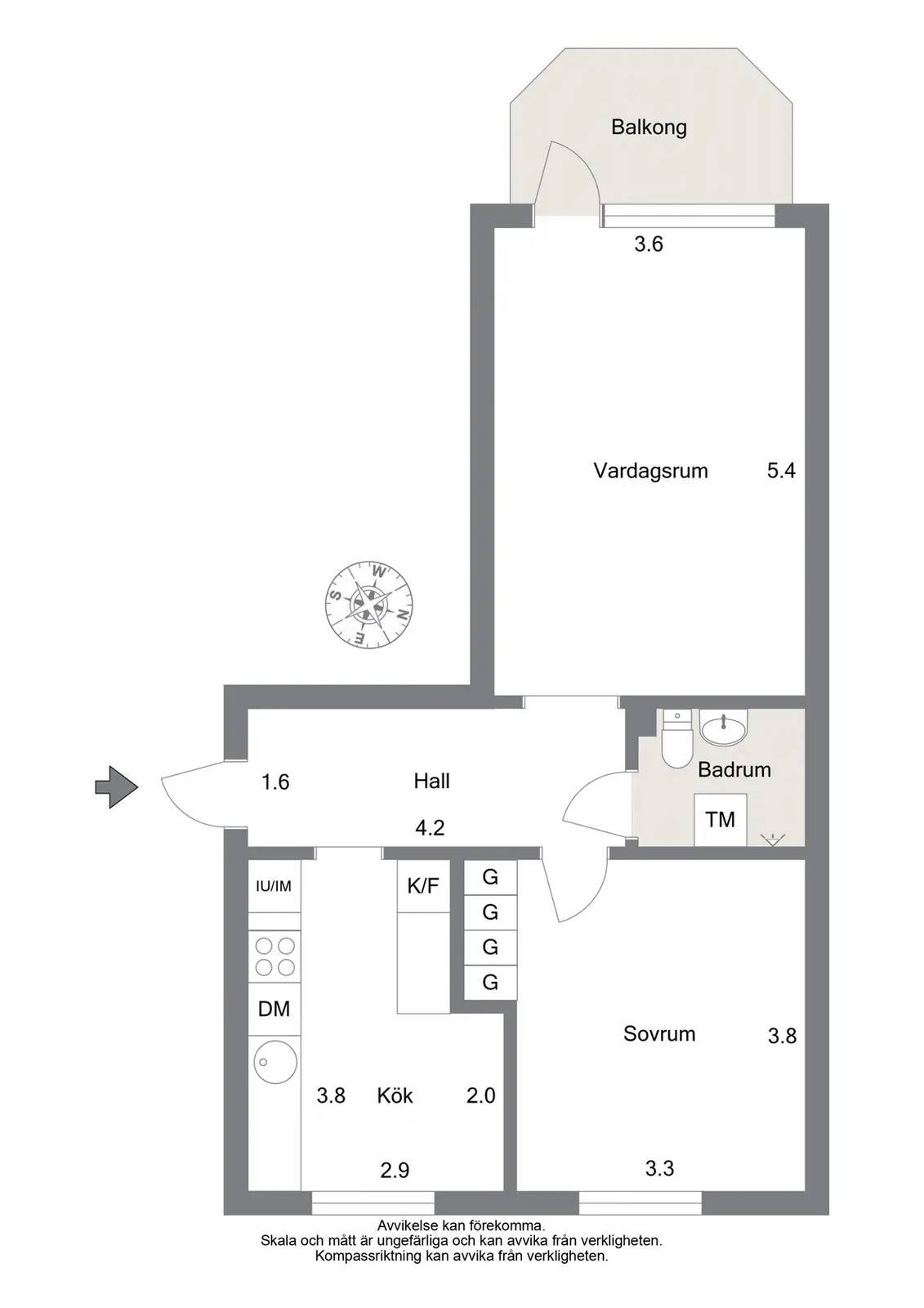 Planritning för Linnévägen 8 B