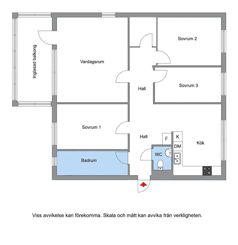 Planritning för Vickervägen 12, 7tr